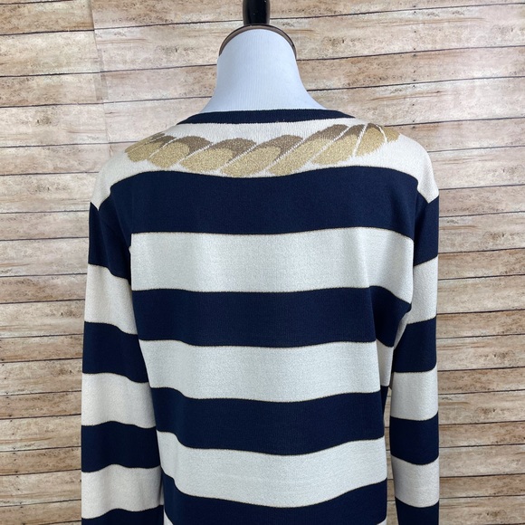 St John Collection Sweater By Marie Grey Santana Knit Nautical sz Med - Picture 2 of 3